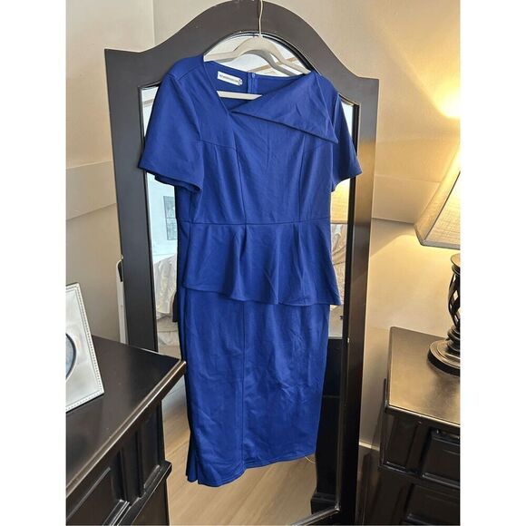 NEW Cocktail Ruffle Peplum Formal Midi Pencil Dress 14/16 - Picture 5 of 5